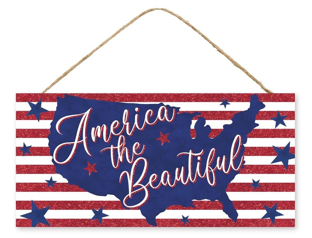 12.5" America the Beautiful Map Sign - AP8880 - The Wreath Shop