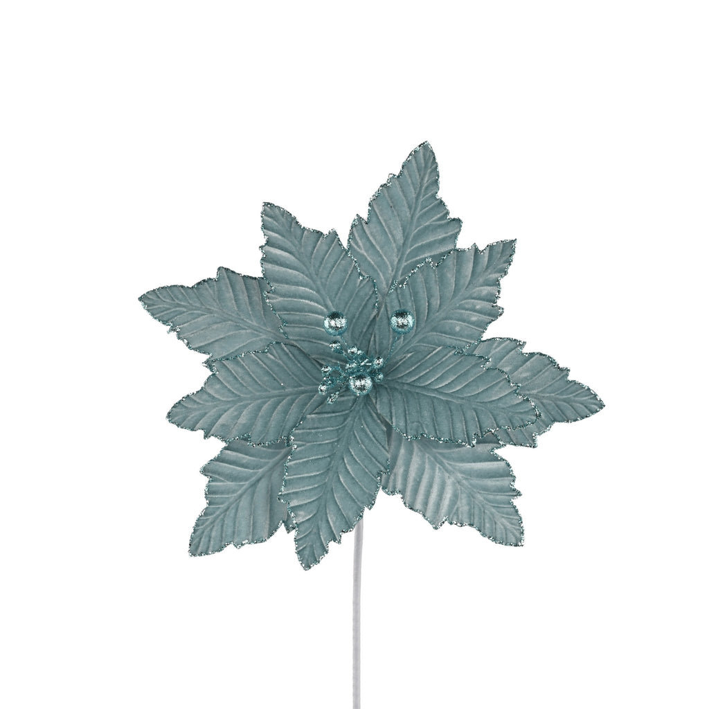 12.5" Dia Velvet Poinsettia: Ice Blue - XS401148 - The Wreath Shop