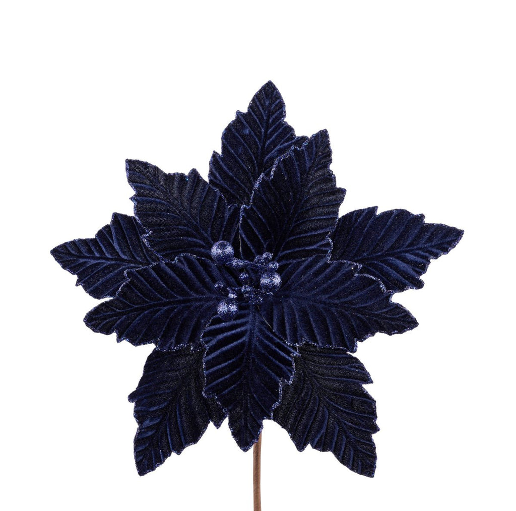 12.5" Dia Velvet Poinsettia: Navy Blue - XS401119 - The Wreath Shop