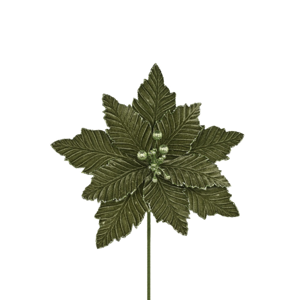 12.5" Dia Velvet Poinsettia: Sage Green - XS401130 - The Wreath Shop