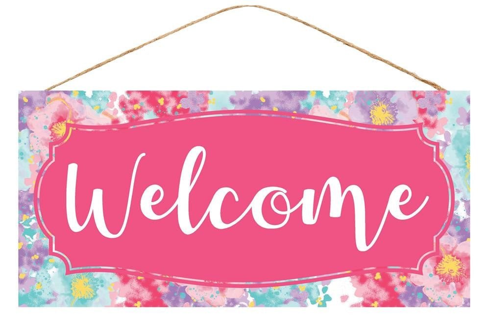 12.5" Floral Bloom Welcome Sign - AP872122 - The Wreath Shop
