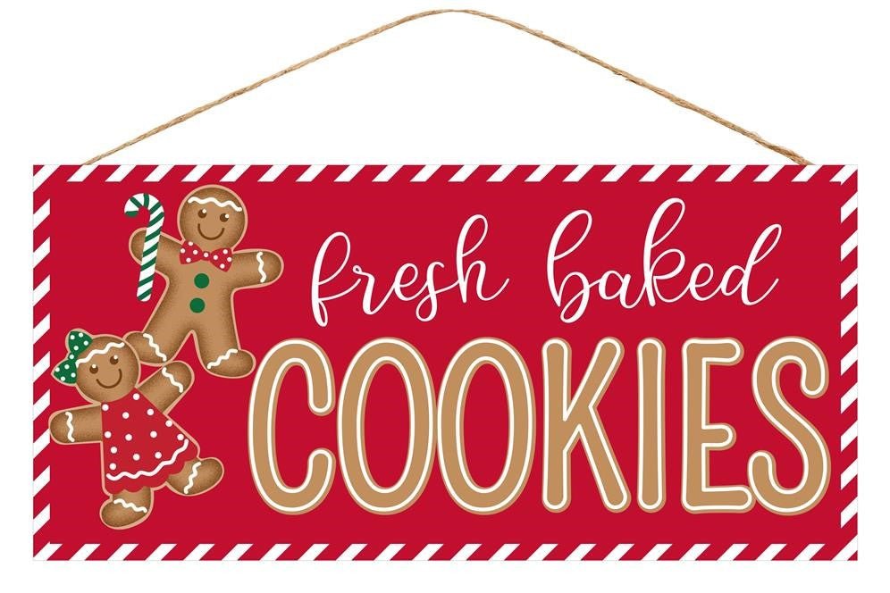 12.5" Fresh Baked Cookies Gingerbread Sign - AP8726 - The Wreath Shop