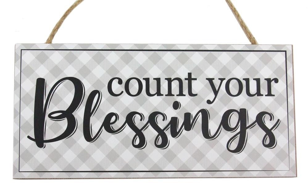 12.5" Grey Count Your Blessings Sign - AP8569 - The Wreath Shop