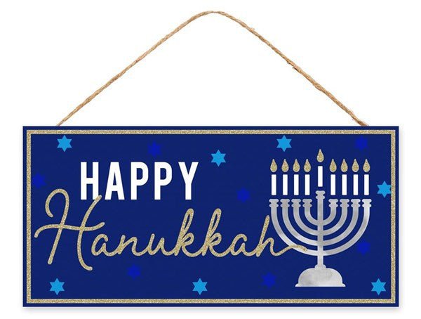 12.5" Happy Hanukkah w/ Menorah Sign - AP8964 - The Wreath Shop