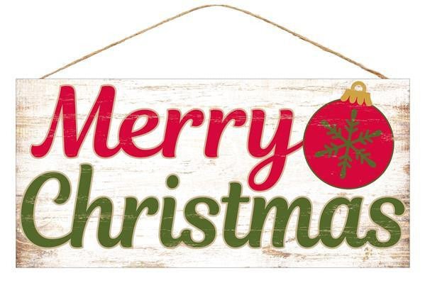 12.5" Merry Christmas Sign w/ Ornament - AP8551 - The Wreath Shop