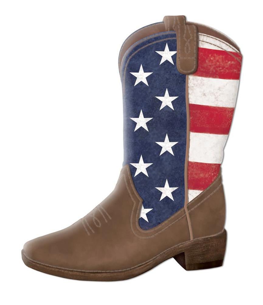 12.5" Metal American Flag Cowboy Boot - MD0825 - The Wreath Shop