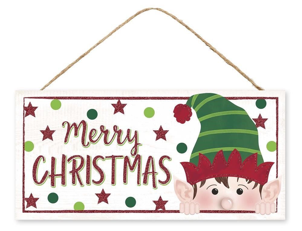 12.5" Peeking Elf Christmas Sign - AP8849 - The Wreath Shop