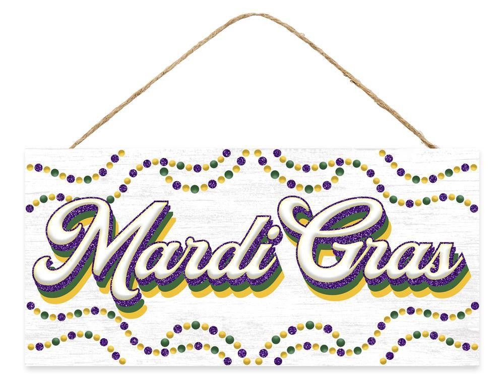12.5" Retro Mardi Gras Bead Sign - AP7846 - The Wreath Shop