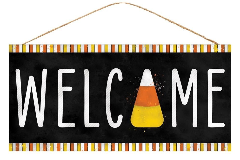 12.5" Welcome Candy Corn Sign - AP7003 - The Wreath Shop