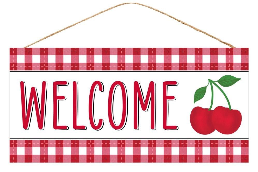 12.5" Welcome Cherry Sign - AP8739 - The Wreath Shop