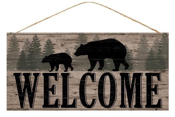 12.5" Welcome Sign with Bears - AP8384 - The Wreath Shop
