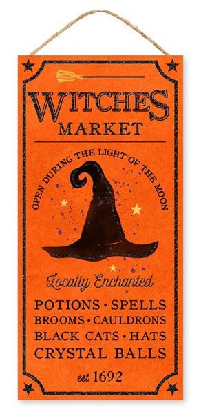 12.5" Witches Market Halloween Sign - AP8939 - The Wreath Shop