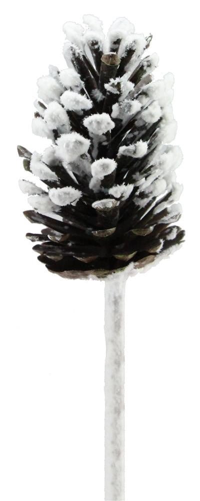 13" Flocked Pinecone Pick - XD1313 - The Wreath Shop