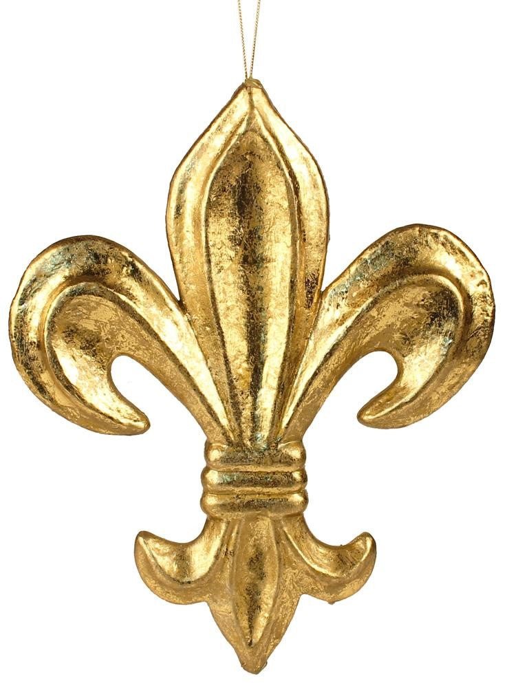 13" Gold Leaf Fleur de Lis Hanger - MZ1673H6 - The Wreath Shop