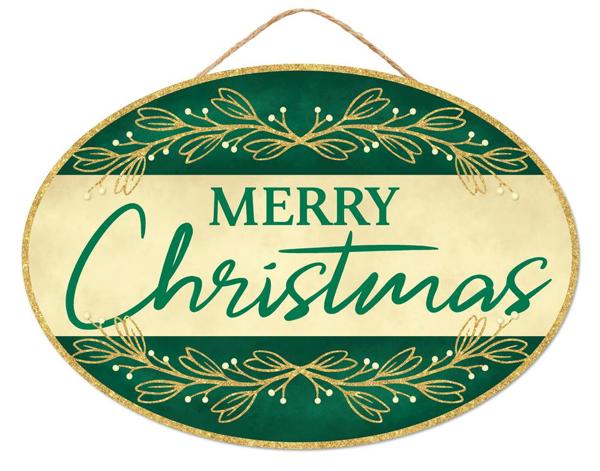 13" Merry Christmas Oval Sign - AP7859 - The Wreath Shop
