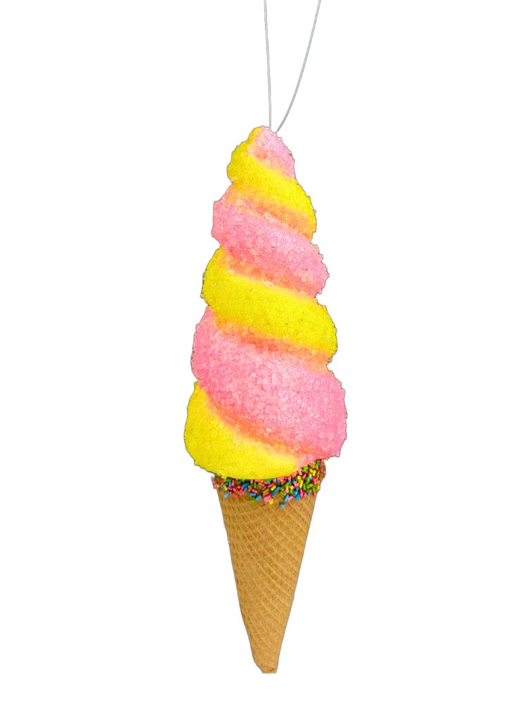 13" Swirl Ice Cream Cone: Pink/Yellow - 63395PKYW - The Wreath Shop