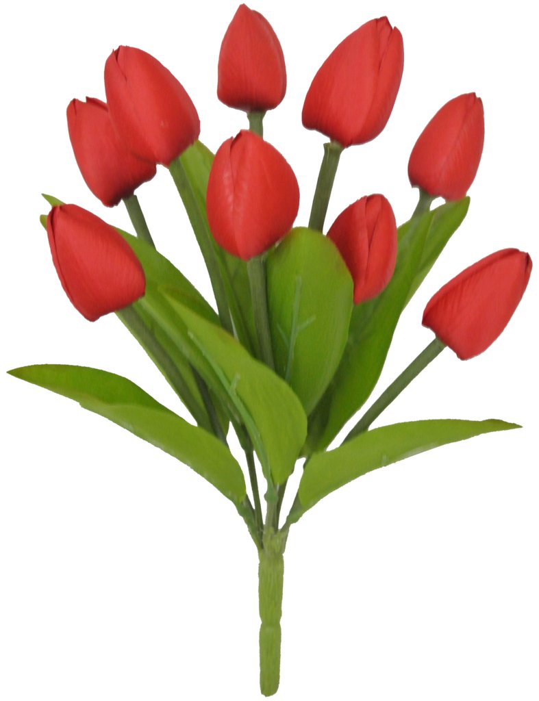 13" Tulip Bush: Red (9) - 80310-RD - The Wreath Shop
