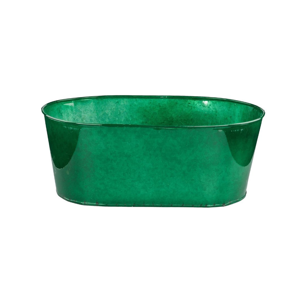 13.75" Oval Tin Pot: Green - XC019498 green - The Wreath Shop