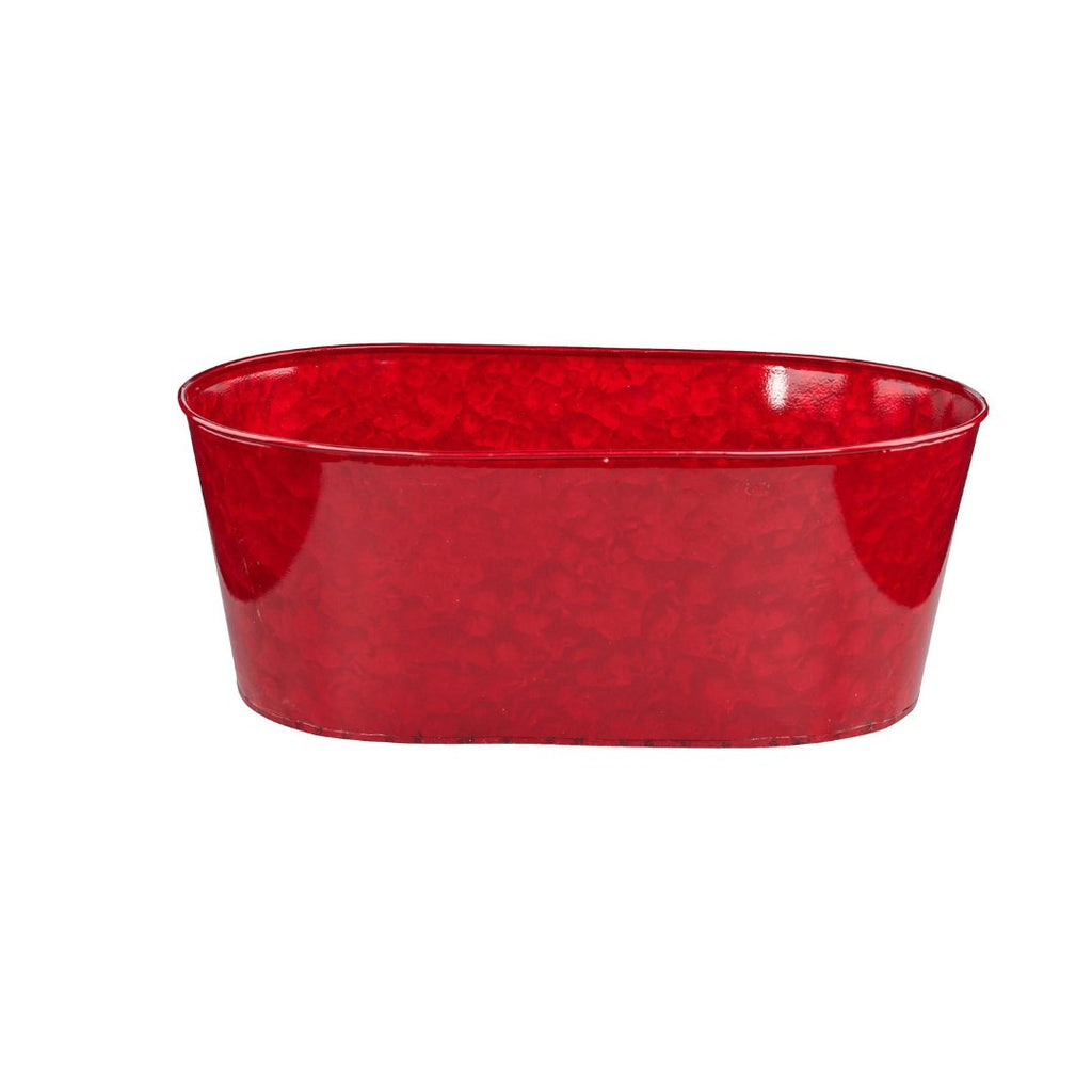 13.75" Oval Tin Pot: Red - XC019498 red - The Wreath Shop