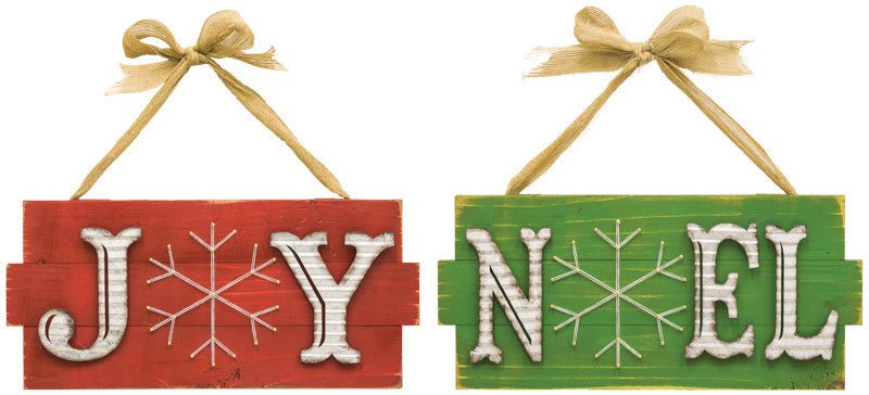 14" Joy/Noel Snowflake Hanger - HH28077-joy - The Wreath Shop