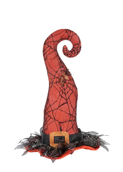 14" Plush Spider Web Witch Hat: Orange/Black - HH756720 - The Wreath Shop