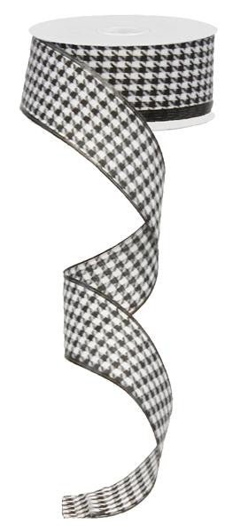 1.5" Black & White Small Houndstooth Ribbon - 10yds - RG01517 - The Wreath Shop