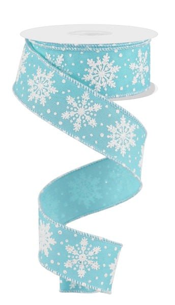 1.5" Bold Snowflake Ribbon: Ice Blue/Wht - 10yds - RGE1972H1 - The Wreath Shop