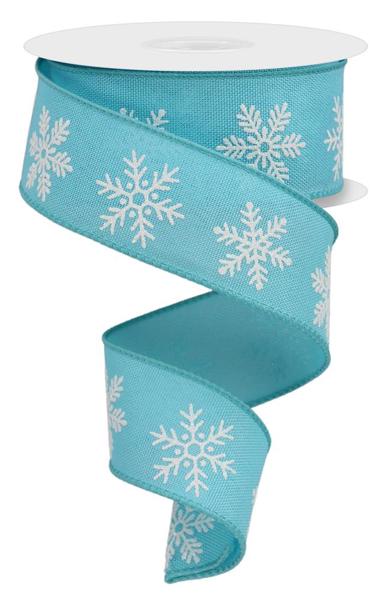1.5" Bold Snowflake Ribbon: Light Blue/Wht - 10yds - RGE155414 - The Wreath Shop