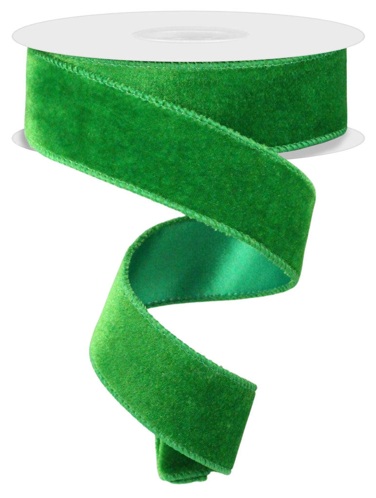 1.5" Deluxe Velvet Ribbon: Emerald Green - 10yds - RGE165806 - The Wreath Shop