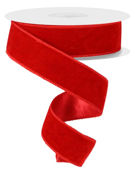 1.5" Deluxe Velvet Ribbon: Red - 10yds - RGE165824 - The Wreath Shop