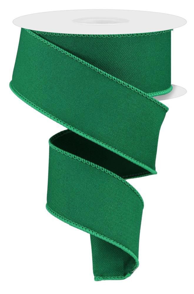 1.5" Diagonal Weave Fabric Ribbon: Emerald Green - RGE120206 - The Wreath Shop