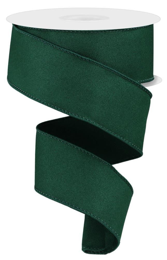 1.5" Diagonal Weave Fabric Ribbon: Hunter Green - RGE120212 - The Wreath Shop