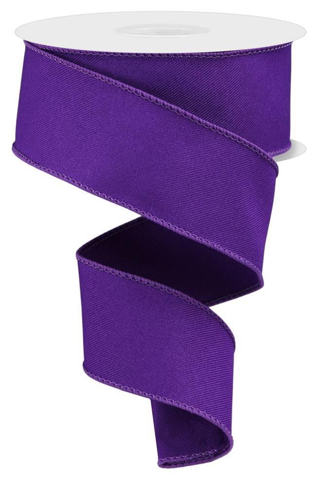 1.5" Diagonal Weave Fabric Ribbon: Purple - RGE120223 - The Wreath Shop