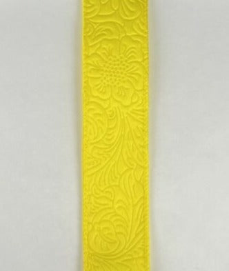 1.5" Embossed Flower Ribbon: Daffodil - 10yds - 42466 - 09 - 22 - The Wreath Shop
