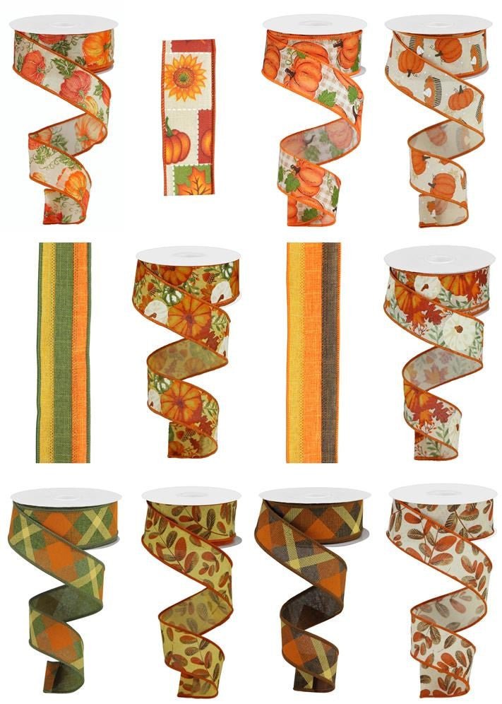 1.5" Fall Ribbon , Box of 12 - RW8032 - The Wreath Shop