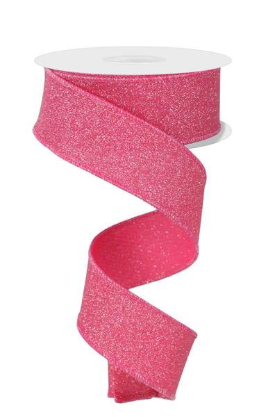 1.5" Fine Glitter Ribbon: Fuchsia - 10yds - RGE178907 - The Wreath Shop
