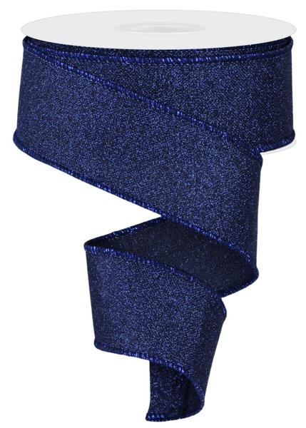 1.5" Fine Glitter Ribbon: Navy Blue - 10yds - RGE138019 - The Wreath Shop