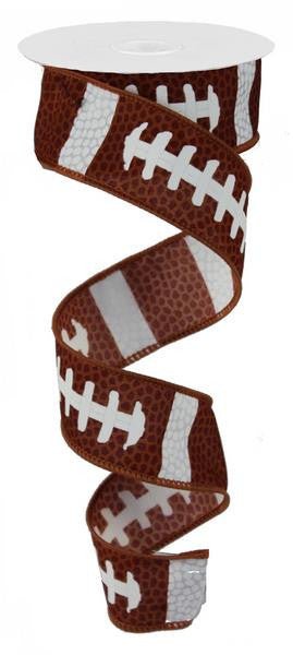 1.5" Football Lace Ribbon - Brown and White - 10Yds - RG1092 - The Wreath Shop