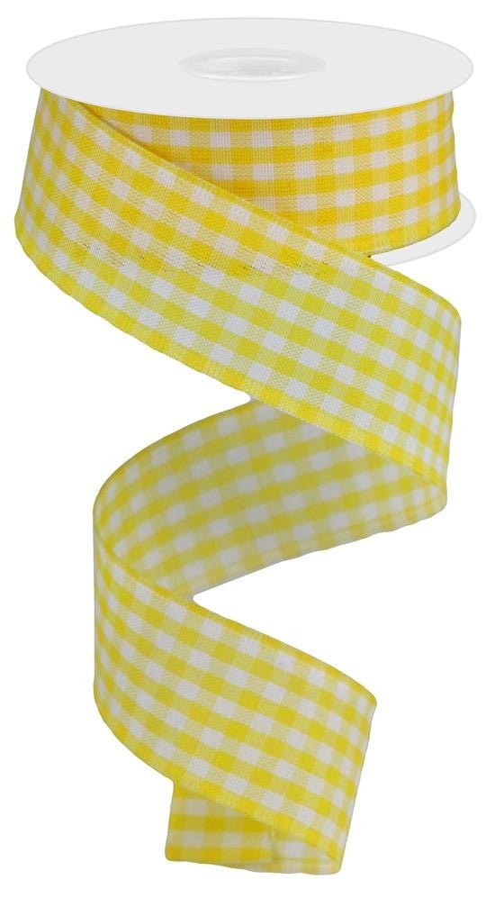 1.5" Gingham Ribbon: Golden Yellow - 10yds - RG01048T3 - The Wreath Shop