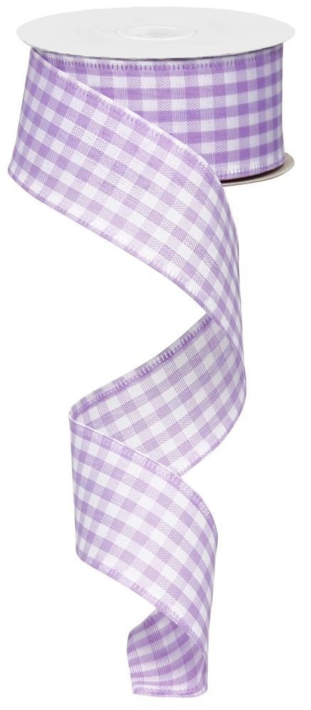 1.5" Gingham Ribbon: Lavender/White - 10yds - RG01048G6 - The Wreath Shop