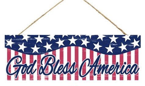 15" God Bless America Wood Sign: White - AP804936 - The Wreath Shop
