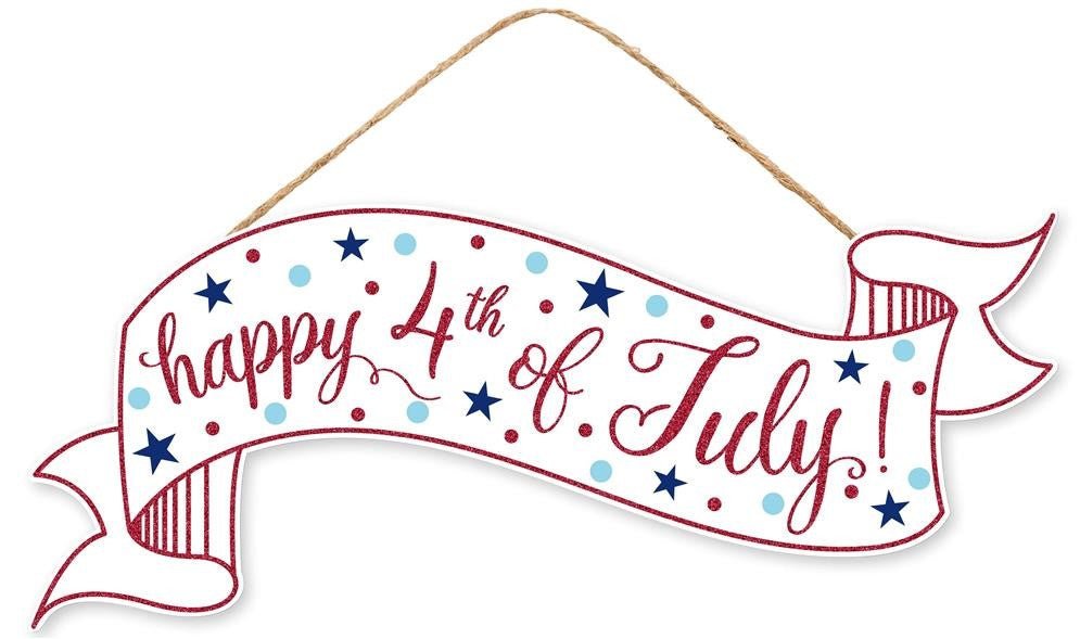 15" Happy 4th of July Banner Sign - AP8867 - The Wreath Shop