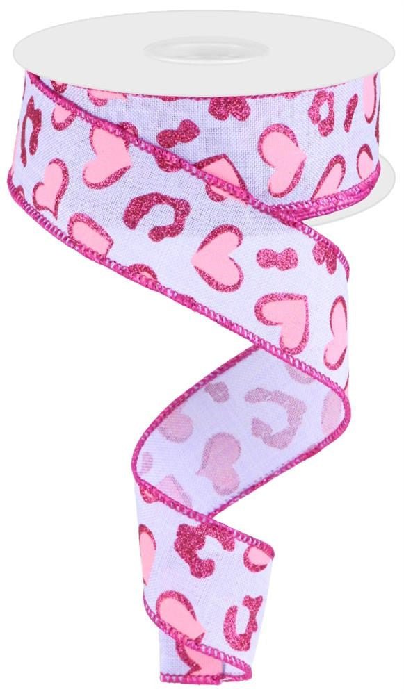 1.5" Hearts/Leopard Spots Ribbon - Lavender/Pink (10yd) - RGC189413 - The Wreath Shop