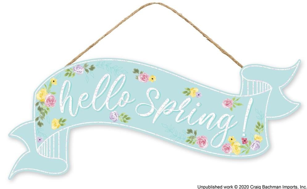 15" Hello Spring Banner Sign - AP8864 - The Wreath Shop