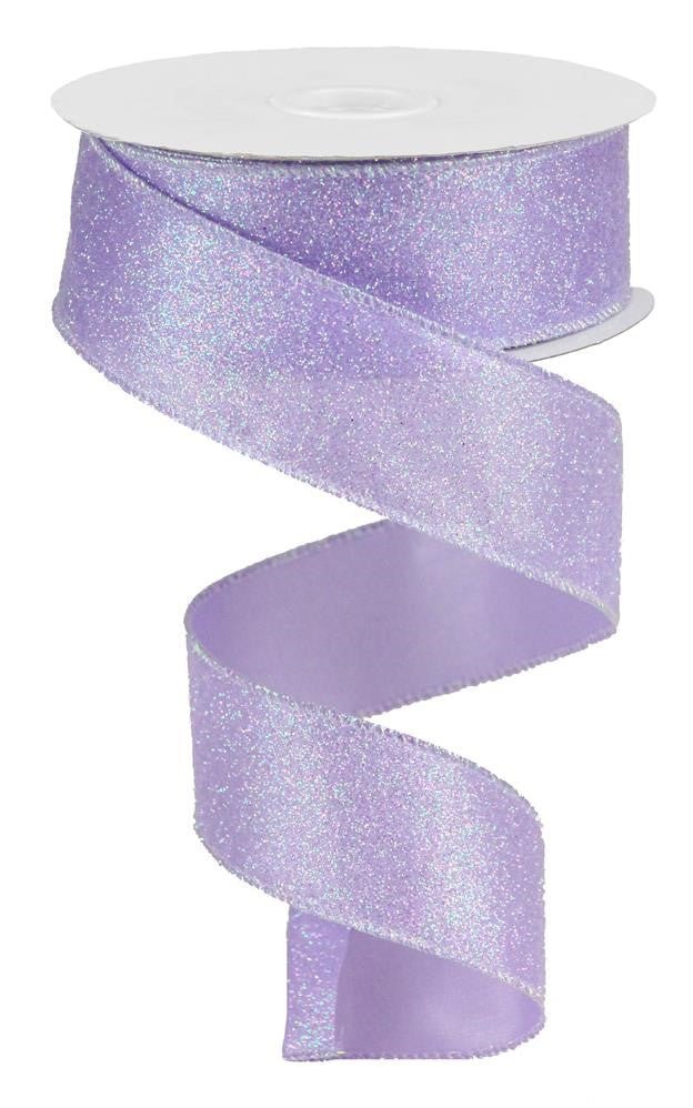 1.5" Iridescent Glitter Satin Ribbon: Lavender- 10yds - RGA181613 - The Wreath Shop