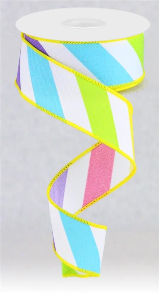 1.5" Lg Diagonal Stripe Ribbon: Bright Multi - RGC1888W5 - The Wreath Shop