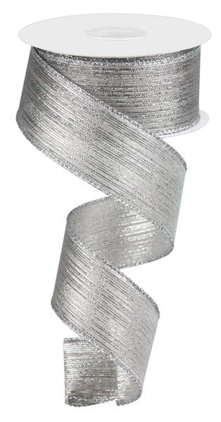 1.5" Metallic Pewter Stripe Ribbon - 10yds - RGC1296H9 - The Wreath Shop