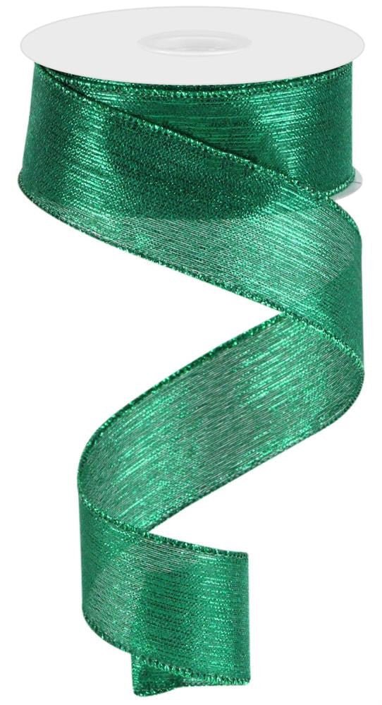 1.5" Metallic Stripe Ribbon: Emerald Green - 10yds - RGC129906 - The Wreath Shop