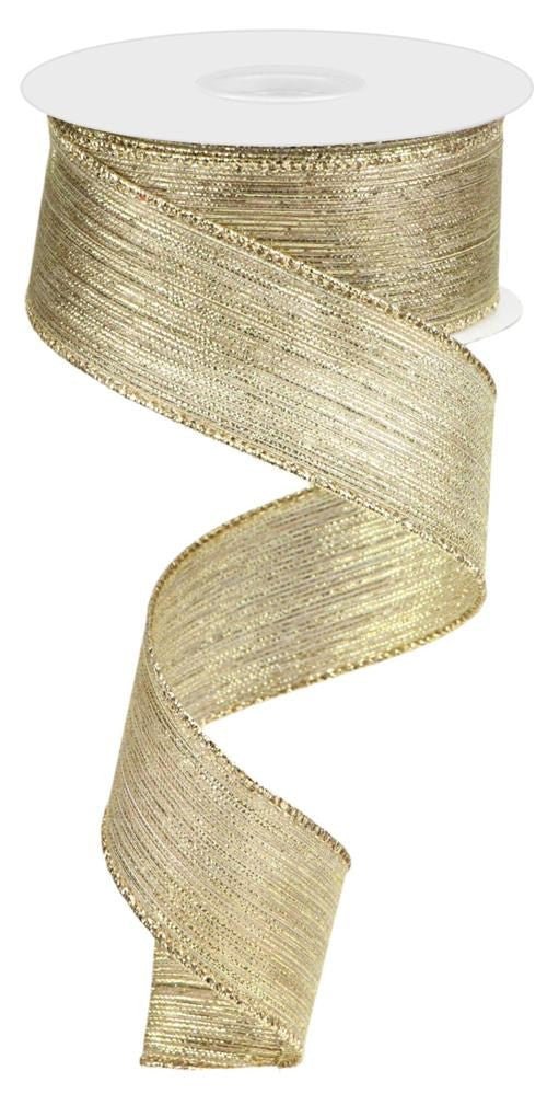 1.5" Metallic Stripe Ribbon: Gold - 10yds - RGC129308 - The Wreath Shop