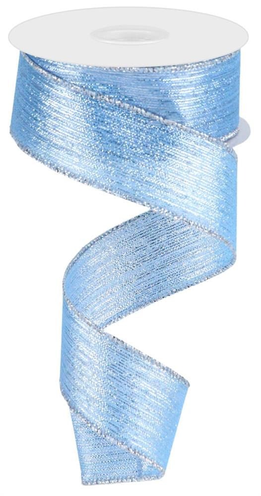 1.5" Metallic Stripe Ribbon: Ice Blue/Silver - 10yds - RGC1299H1 - The Wreath Shop